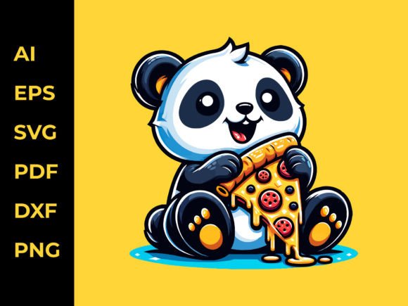 Download Adorable Panda Enjoying Pizza Vector Art - Adorable panda Collection