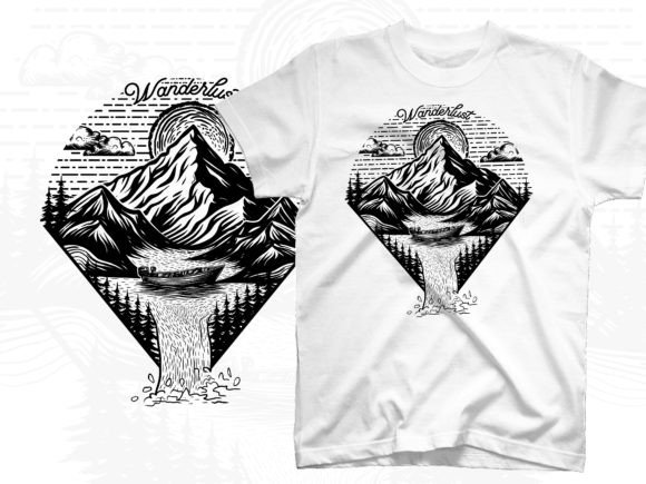 Download Wanderlust Adventure Line Art T Shirt - Premium Resources
