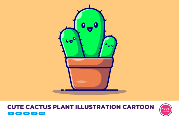 Download Cute Cactus Plant Illustration Cartoon - Plant illustration Collection